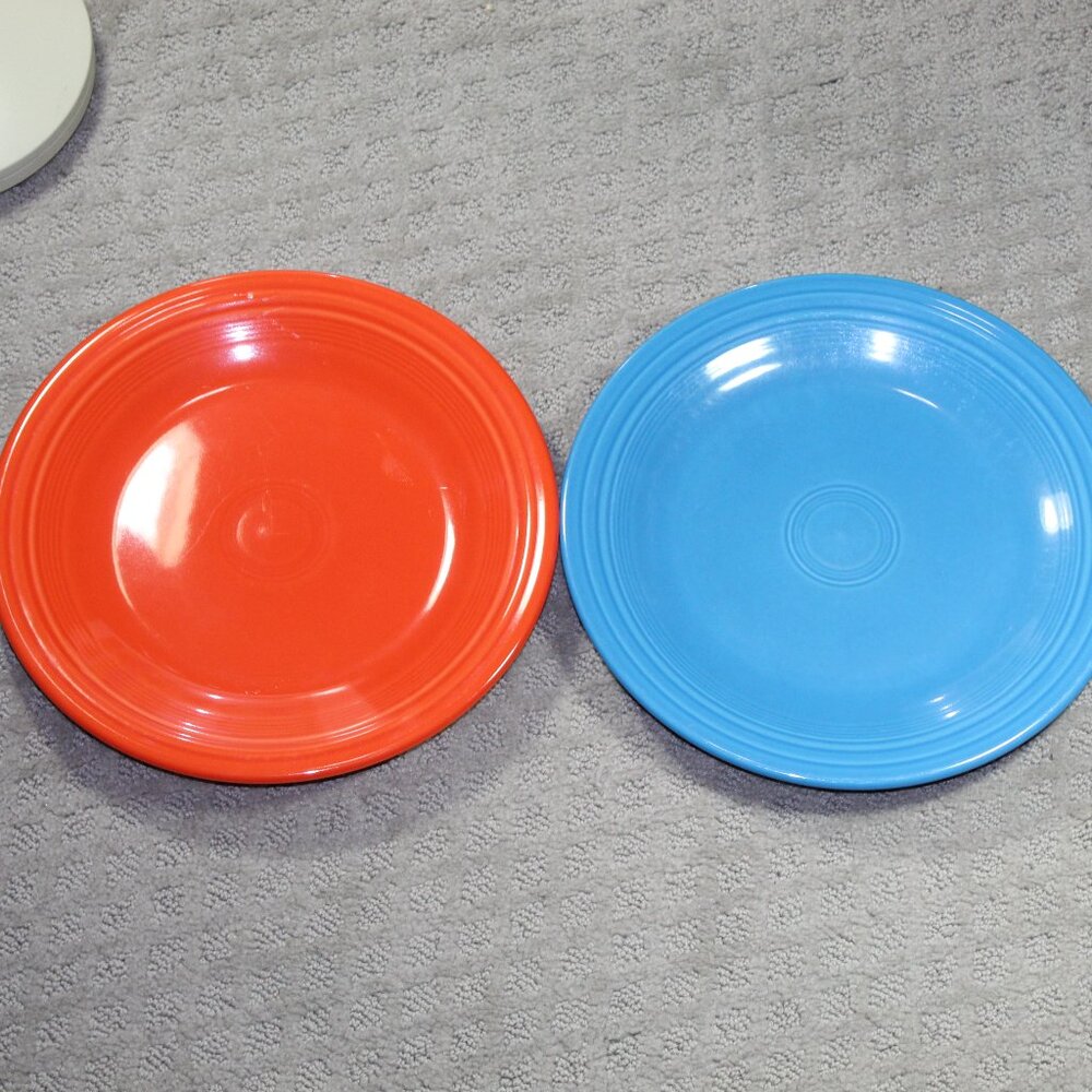 Set of 2 Fiestaware 10.5" Blue & Orange Dinner Plates